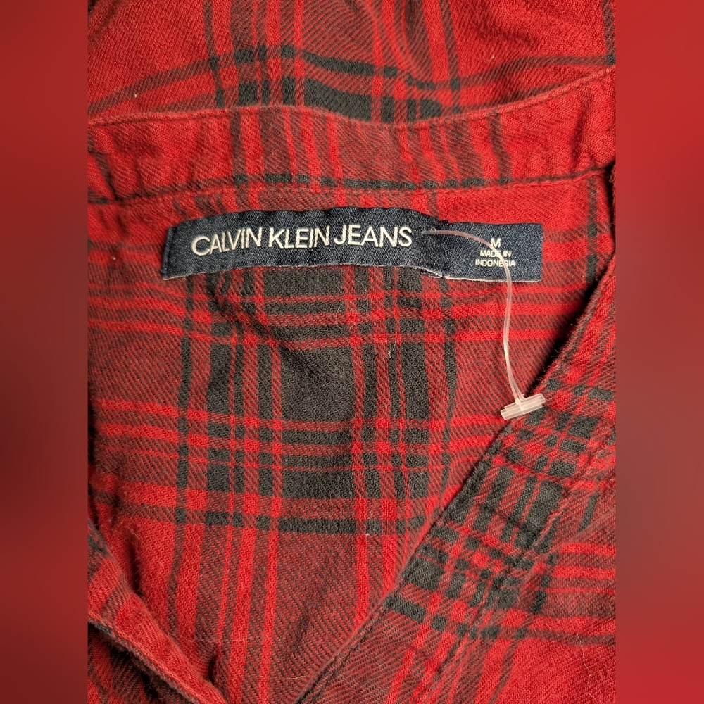 Calvin‎ Klein Jeans Women's Flannel Style Long Sleeve Shirt Size Medium - Picture 3 of 5